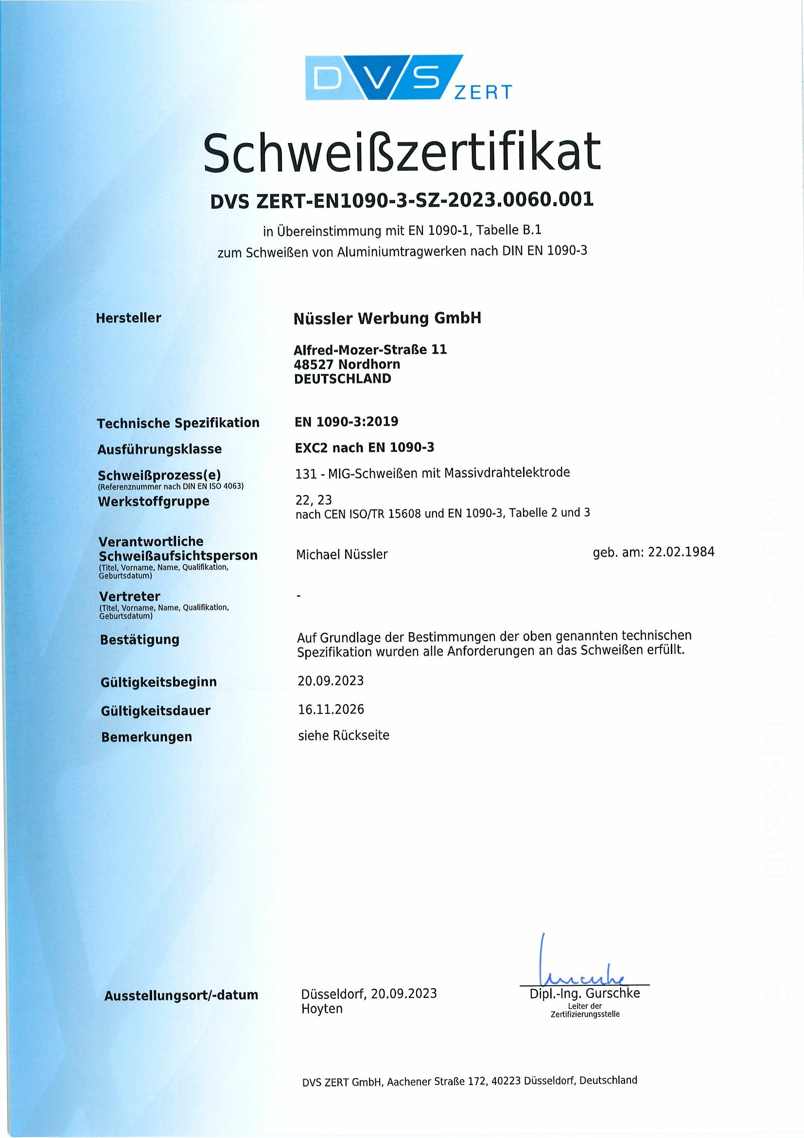 2023 Schweiss Zertifikat EN 1090 3 0060 001